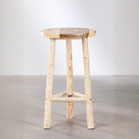 Narel Round High Table Ø60 cm in Suar & Teak Wood
