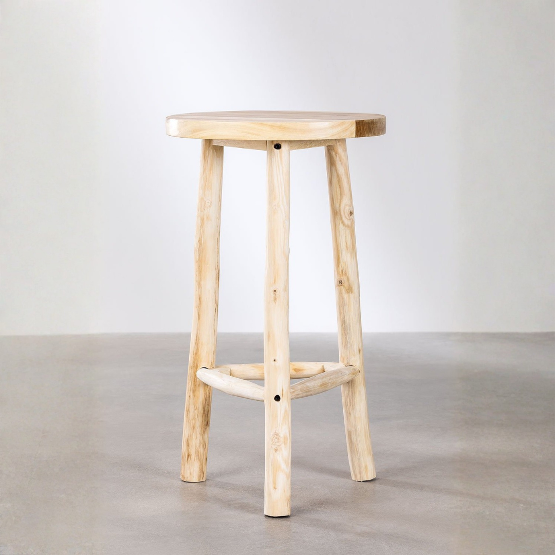 Narel Round High Table Ø60 cm in Suar & Teak Wood