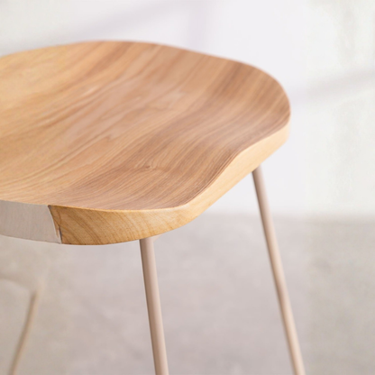 Neicol High Stool - Steel & Elm Wood, Industrial Style