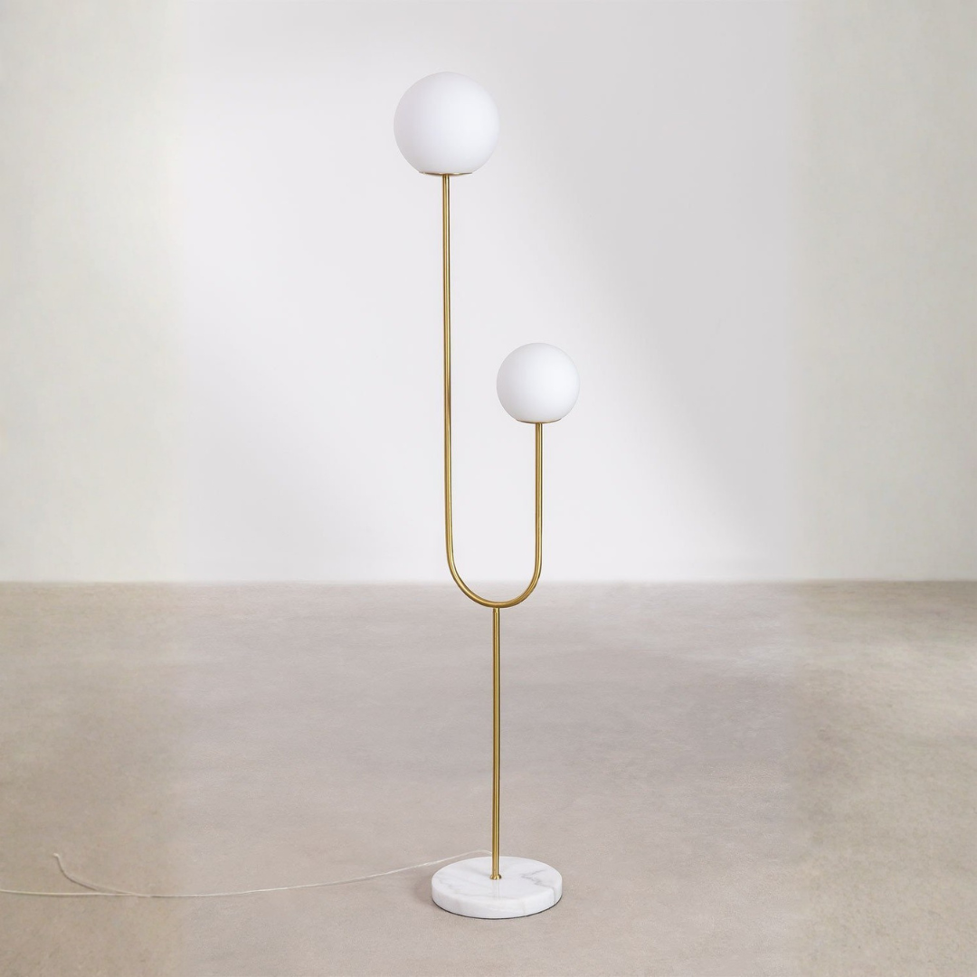 Niama Floor Lamp in Iron, Marble, and Glass Balls