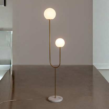 Niama Floor Lamp in Iron, Marble, and Glass Balls