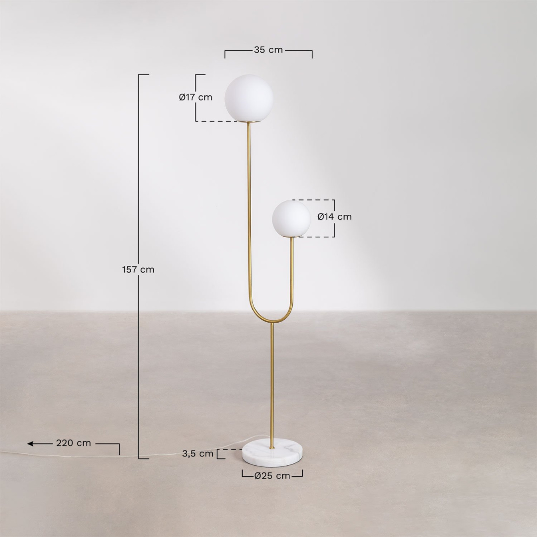 Niama Floor Lamp in Iron, Marble, and Glass Balls