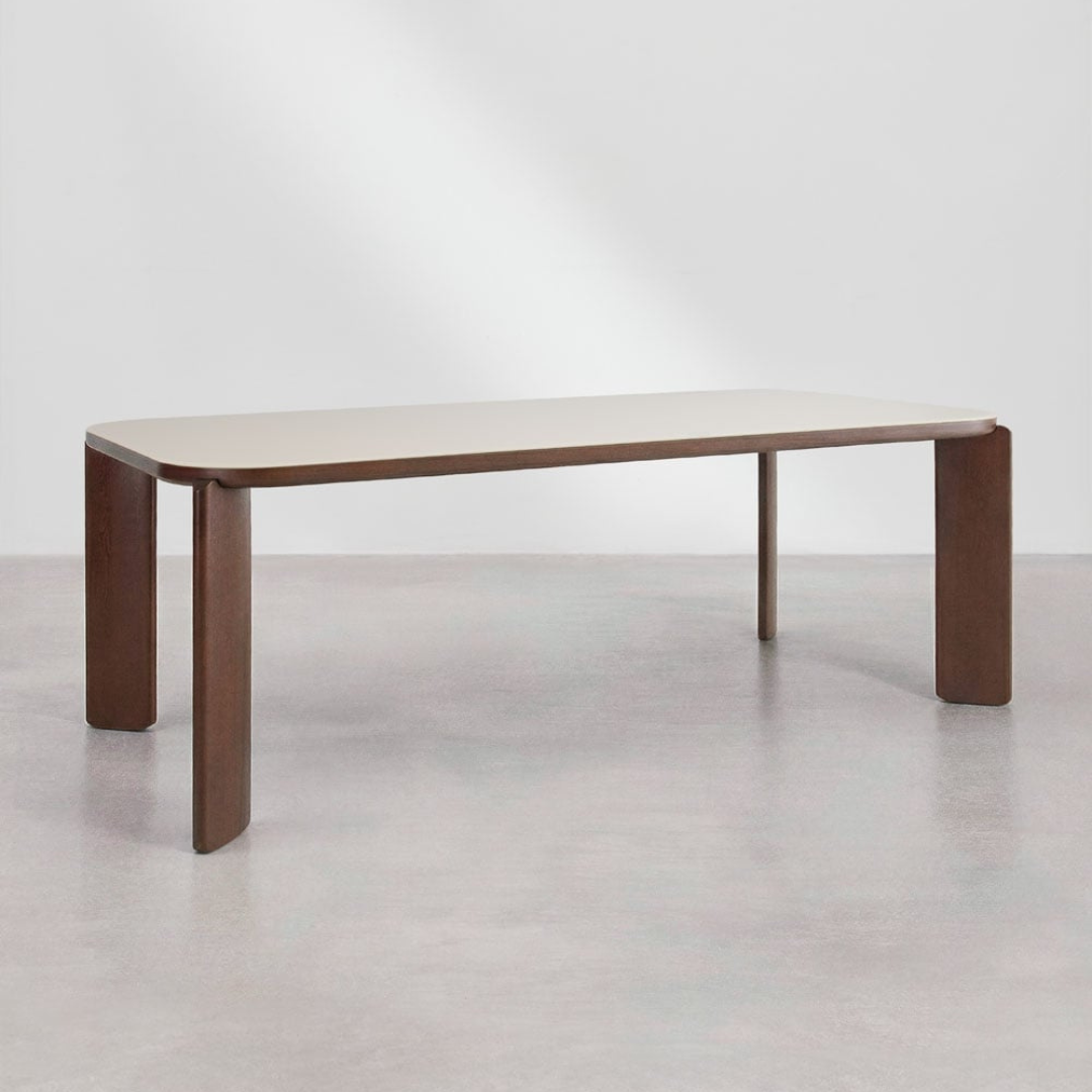 Nilea Rectangular Dining Table 200x100 cm - Glass & MDF