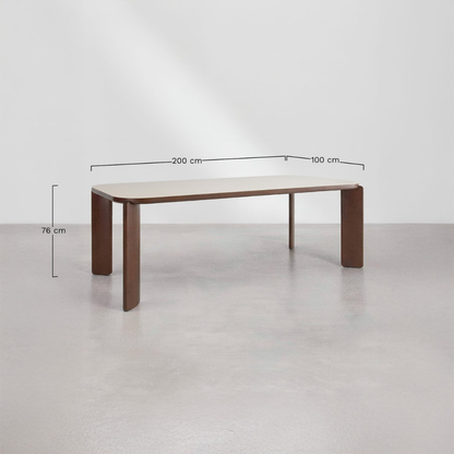 Nilea Rectangular Dining Table 200x100 cm - Glass & MDF