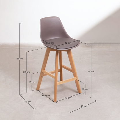 Nordic Edition High Stool with Beech Wood Legs