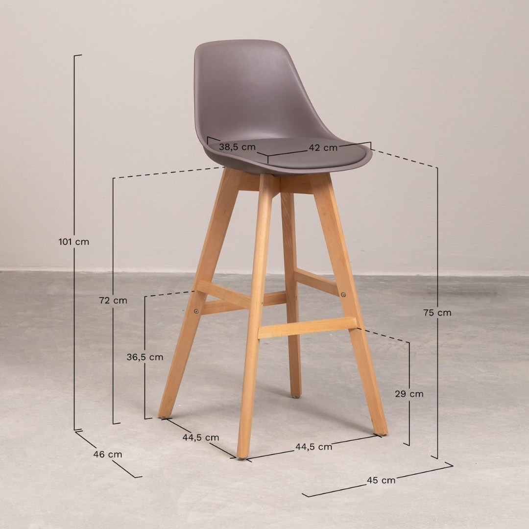 Nordic Edition High Stool with Beech Wood Legs