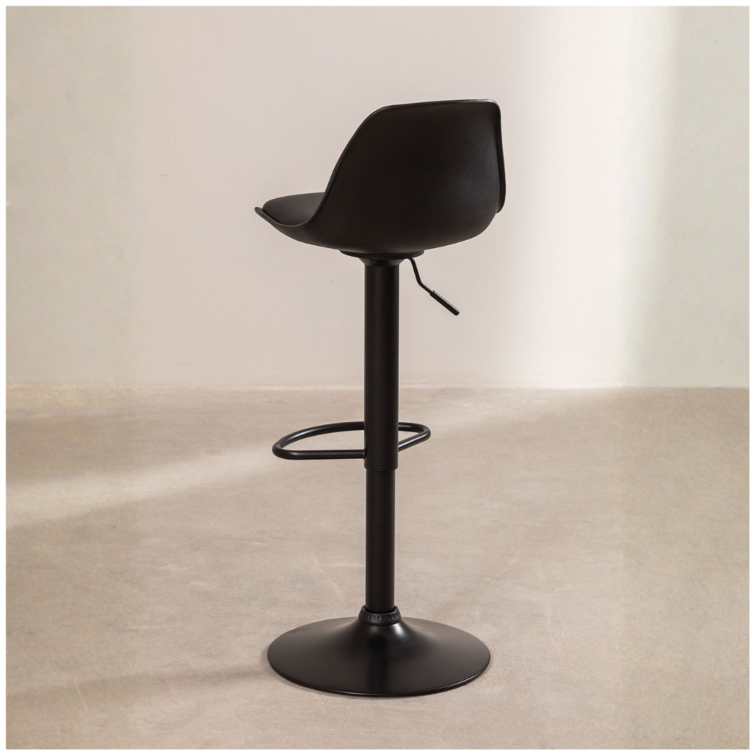 Nordic Adjustable High Stool - Faux Leather & Iron Frame