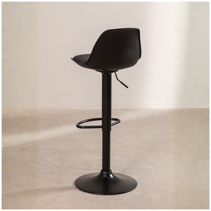 Nordic Adjustable High Stool - Faux Leather & Iron Frame