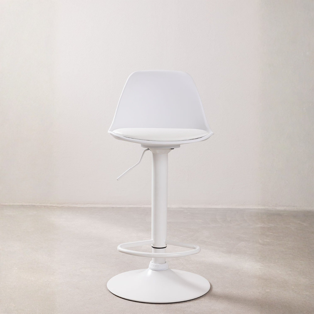 Nordic Adjustable High Stool - Faux Leather & Iron Frame