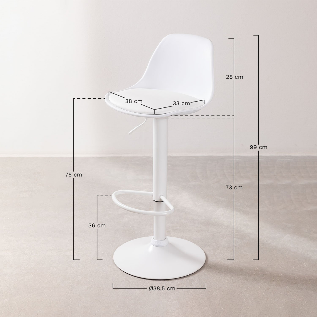 Nordic Adjustable High Stool - Faux Leather & Iron Frame