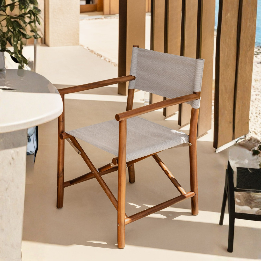 Olivia Folding Garden Director's Chair in Acacia Wood