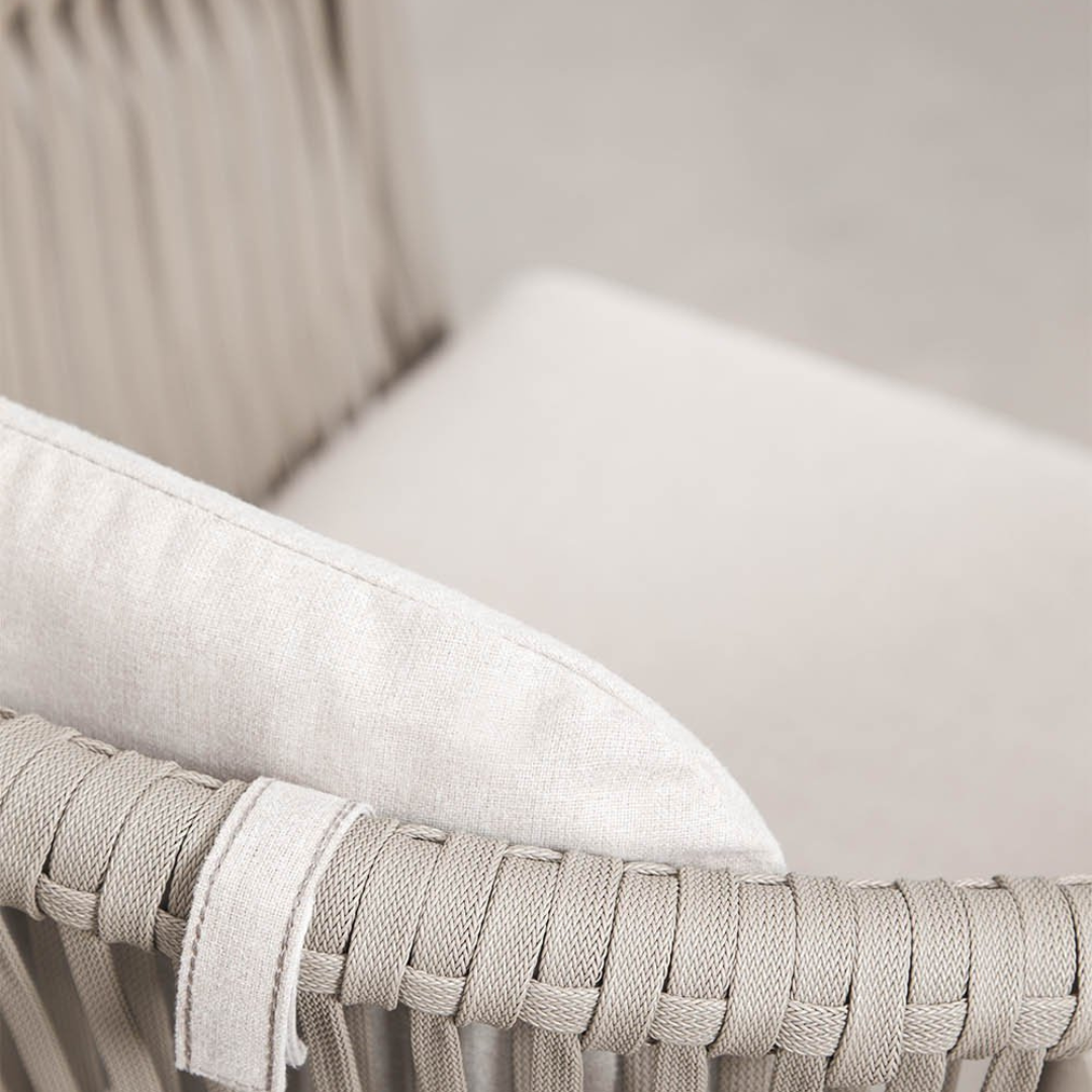 Ondine Stackable Dining Chair with Armrests - Aluminum & Braided Rope