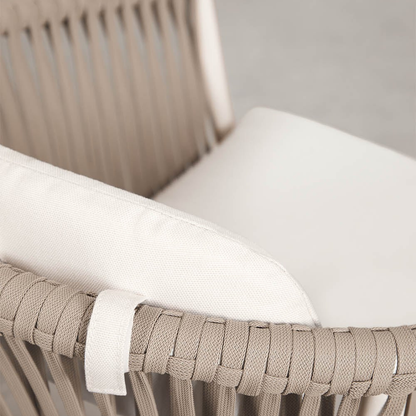 Ondine Stackable Dining Chair with Armrests - Aluminum & Braided Rope