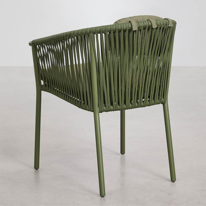 Ondine Stackable Dining Chair with Armrests - Aluminum & Braided Rope
