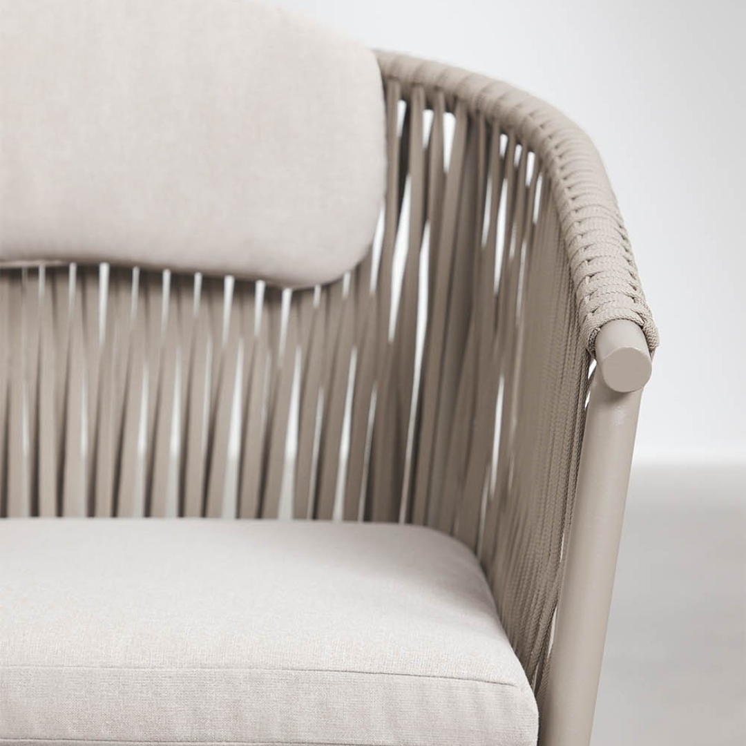 Ondine Stackable Dining Chair with Armrests - Aluminum & Braided Rope