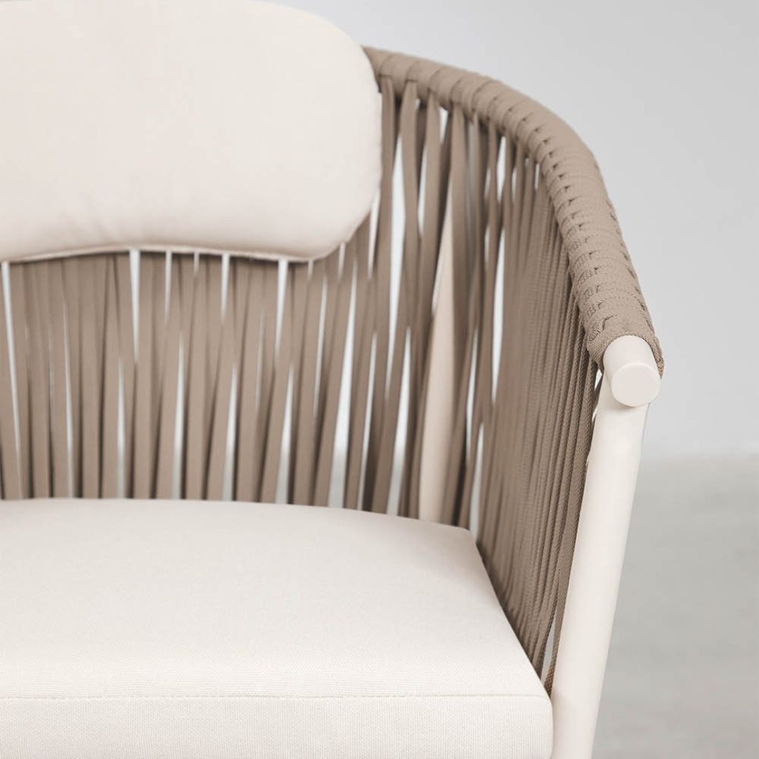 Ondine Stackable Dining Chair with Armrests - Aluminum & Braided Rope