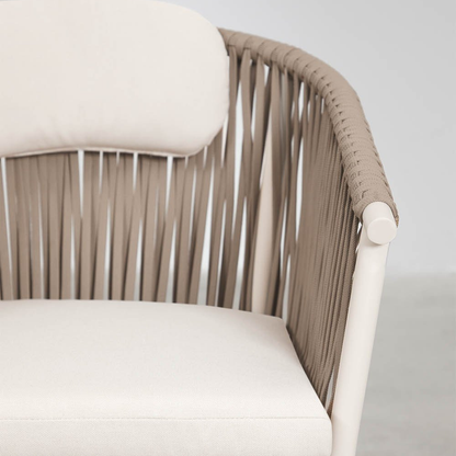 Ondine Stackable Dining Chair with Armrests - Aluminum & Braided Rope