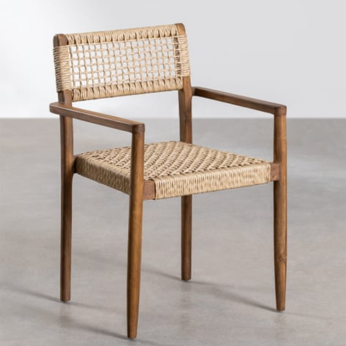 Orebro Teak Wood High Stool 65 cm with Armrests & Backrest
