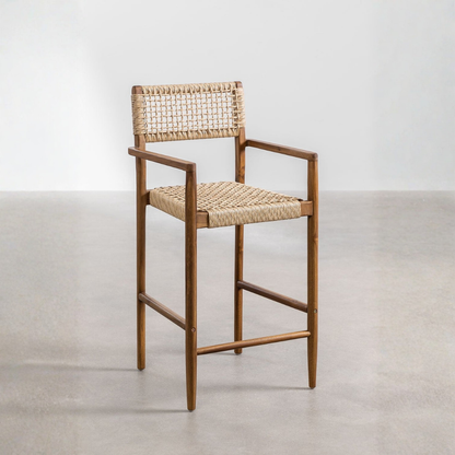Orebro Teak Wood High Garden Stool 65cm with Armrest