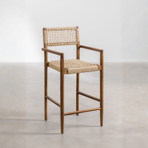 Orebro Teak Wood High Garden Stool 65cm with Armrest