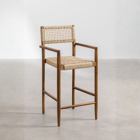 Orebro Teak Wood High Garden Stool 65cm with Armrest