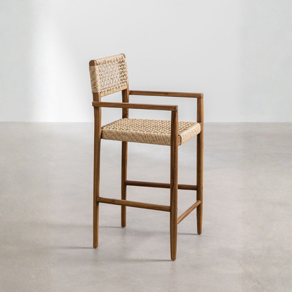 Orebro Teak Wood High Garden Stool 65cm with Armrest