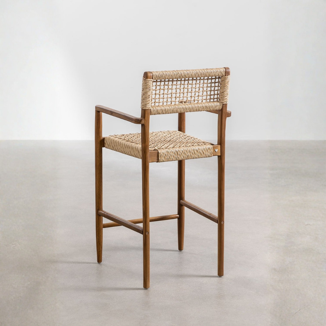 Orebro Teak Wood High Garden Stool 65cm with Armrest