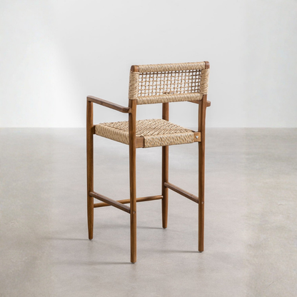 Orebro Teak Wood High Garden Stool 65cm with Armrest