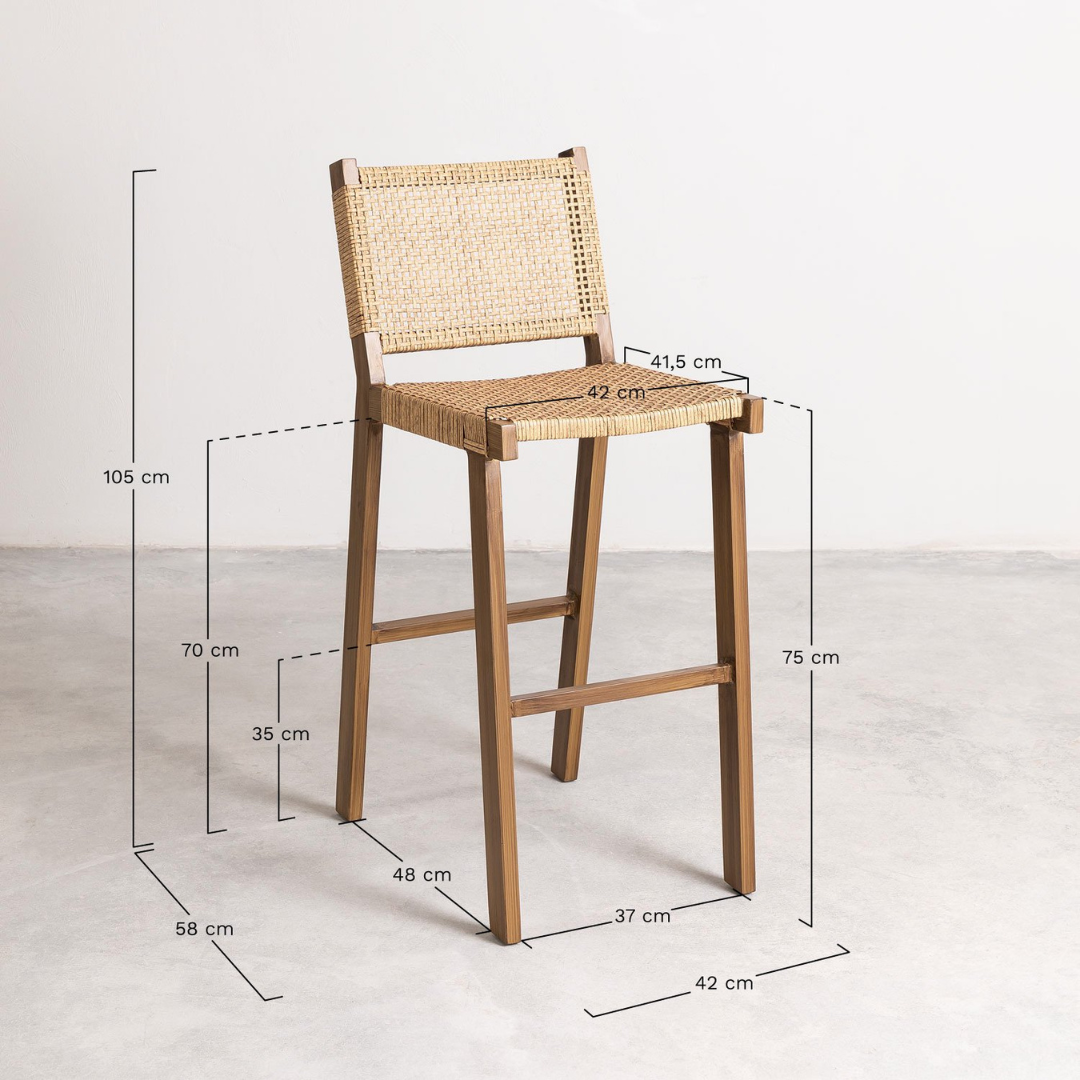 Ori 75cm High Synthetic Wicker Stool with Aluminum Frame