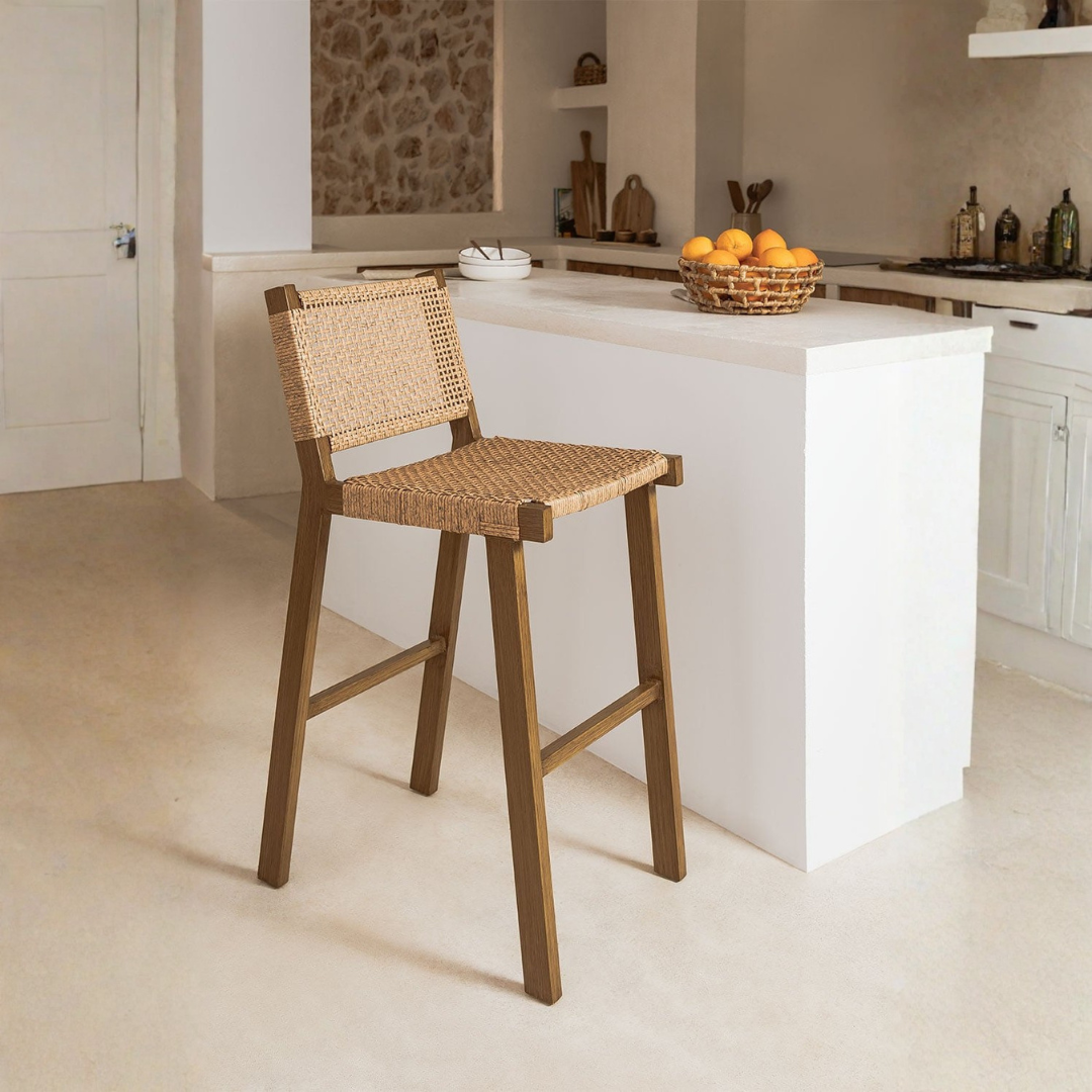 Ori 75cm High Synthetic Wicker Stool with Aluminum Frame