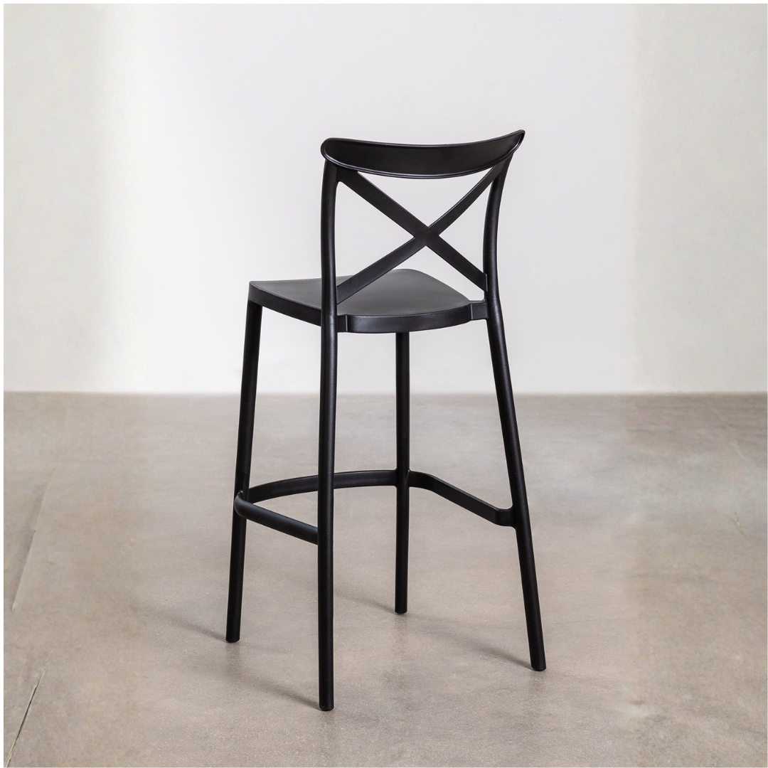 Otax 65cm Stackable High Stool in Black Polypropylene