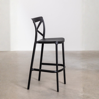 Otax 65cm Stackable High Stool in Black Polypropylene