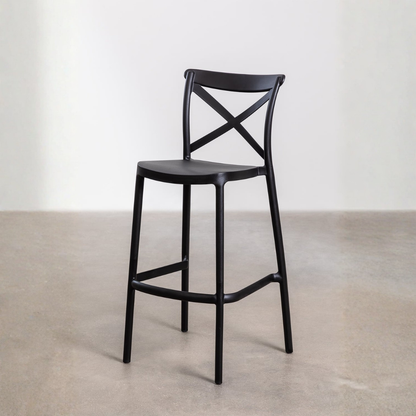 Otax 65cm Stackable High Stool in Black Polypropylene