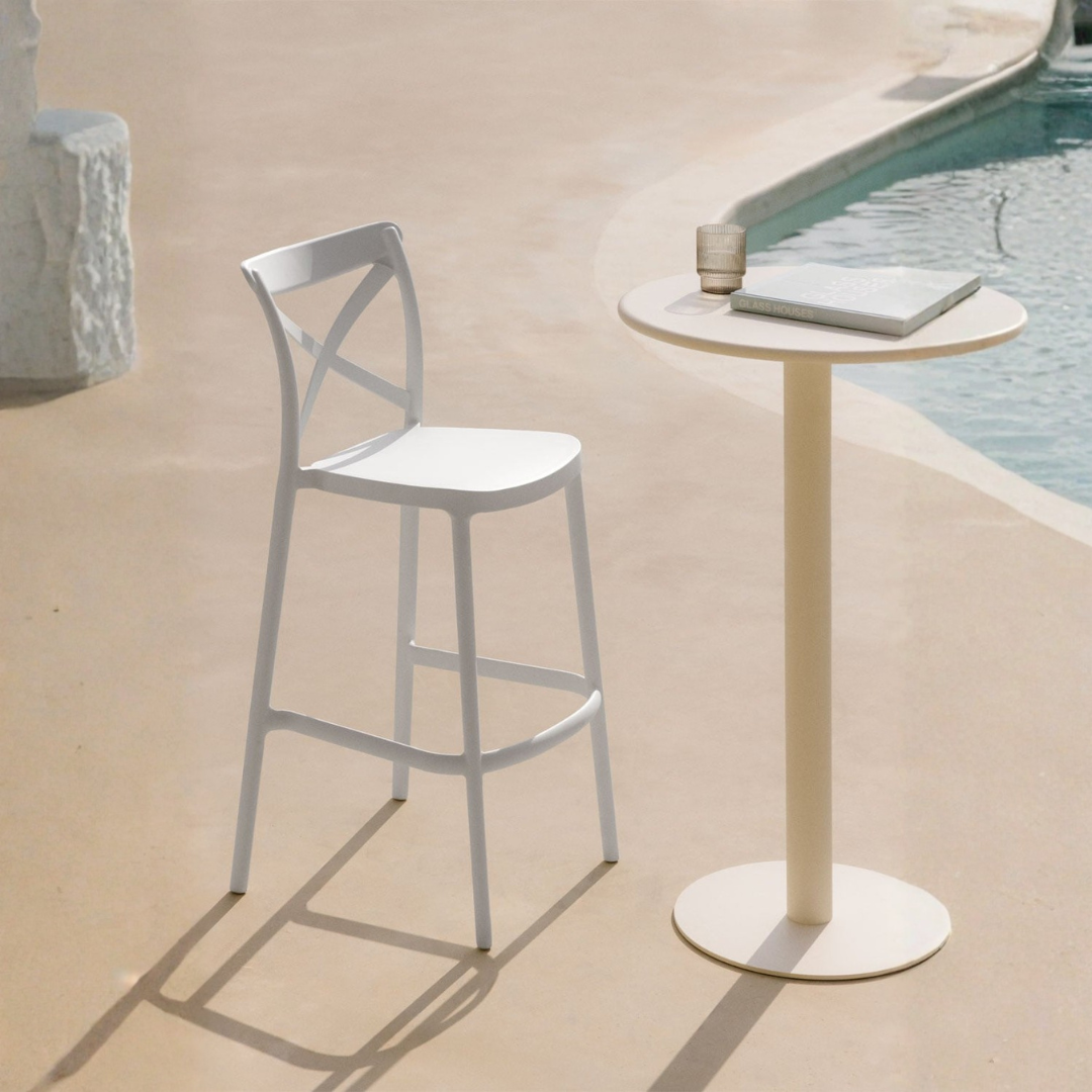 Otax 75cm Stackable High Garden Stool - White Polypropylene