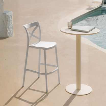 Otax 75cm Stackable High Garden Stool - White Polypropylene
