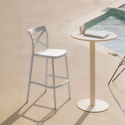 Otax 75cm Stackable High Garden Stool - White Polypropylene