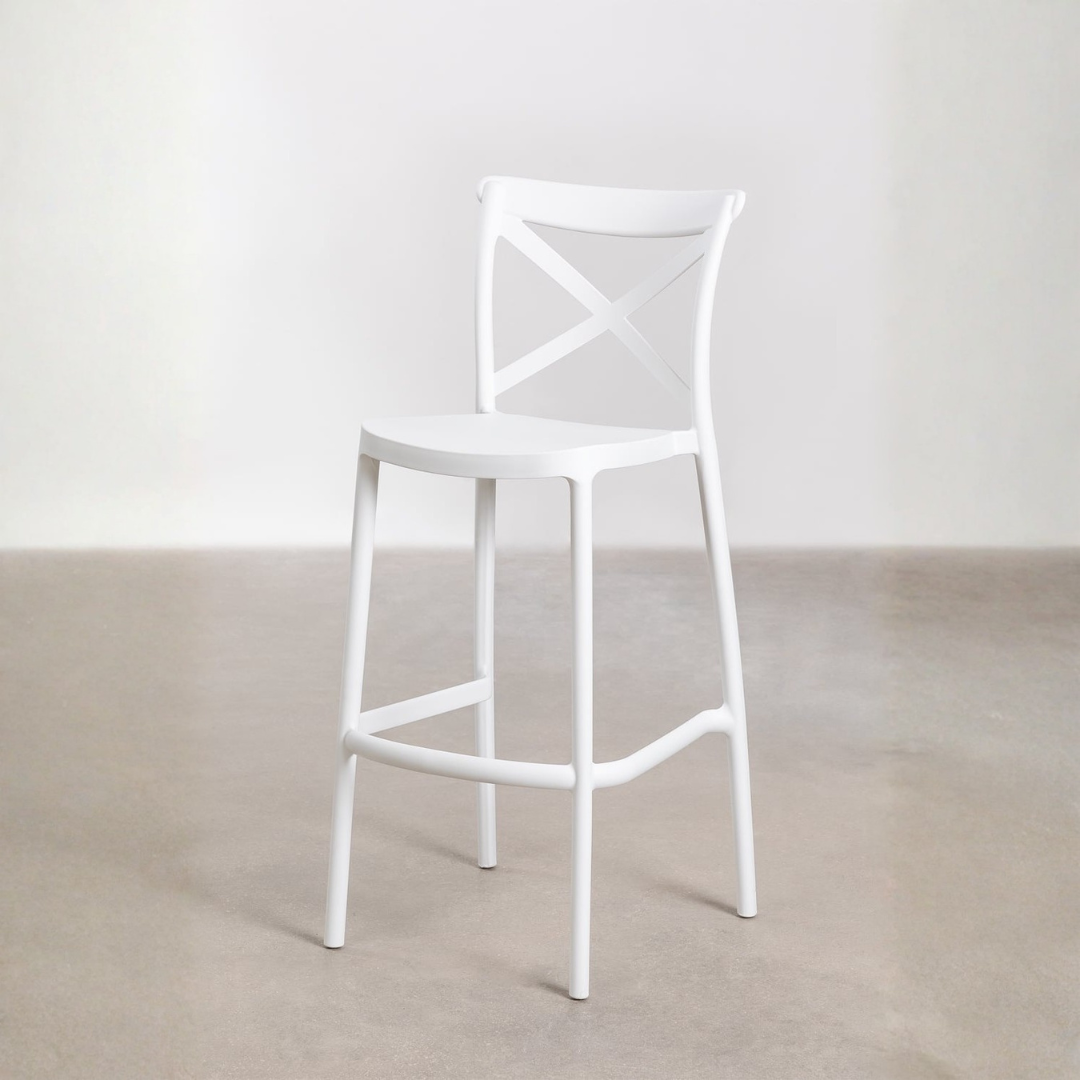 Otax 75cm Stackable High Garden Stool - White Polypropylene