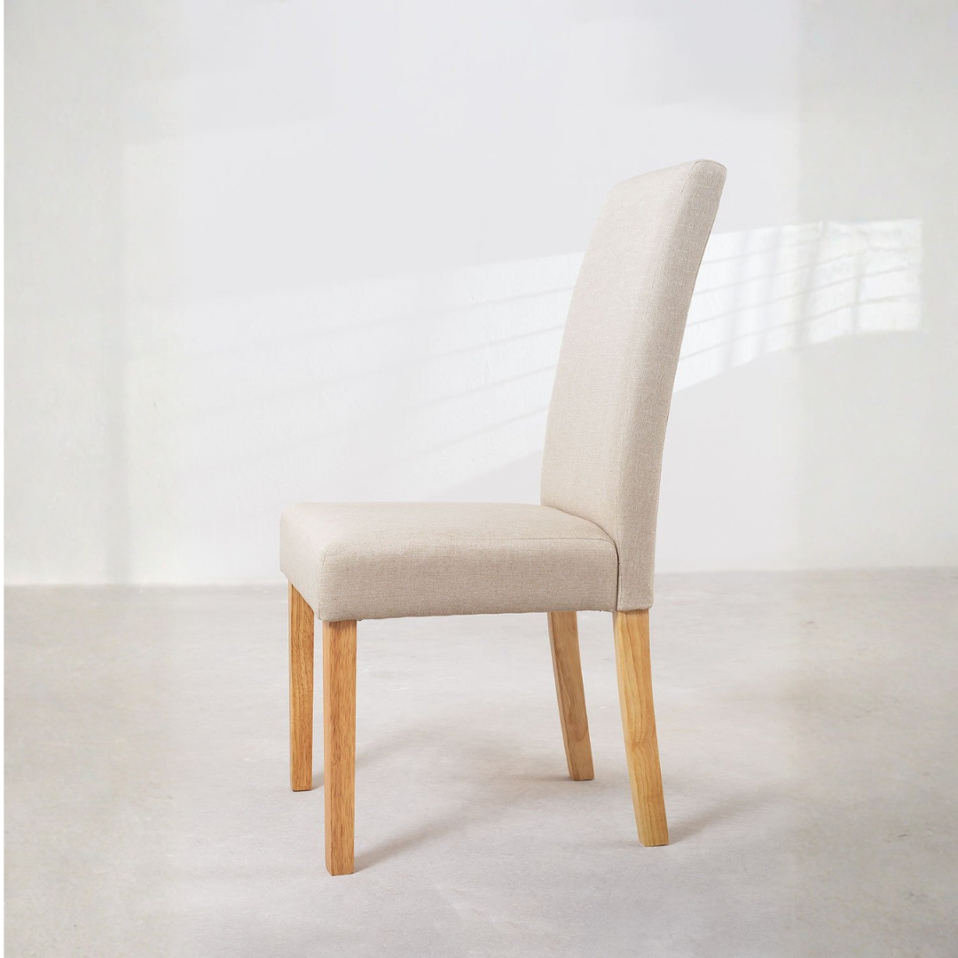 Pack of 2 Cindy Fabric Dining Chairs - Rubberwood Frame