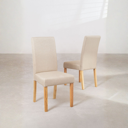 Pack of 2 Cindy Fabric Dining Chairs - Rubberwood Frame