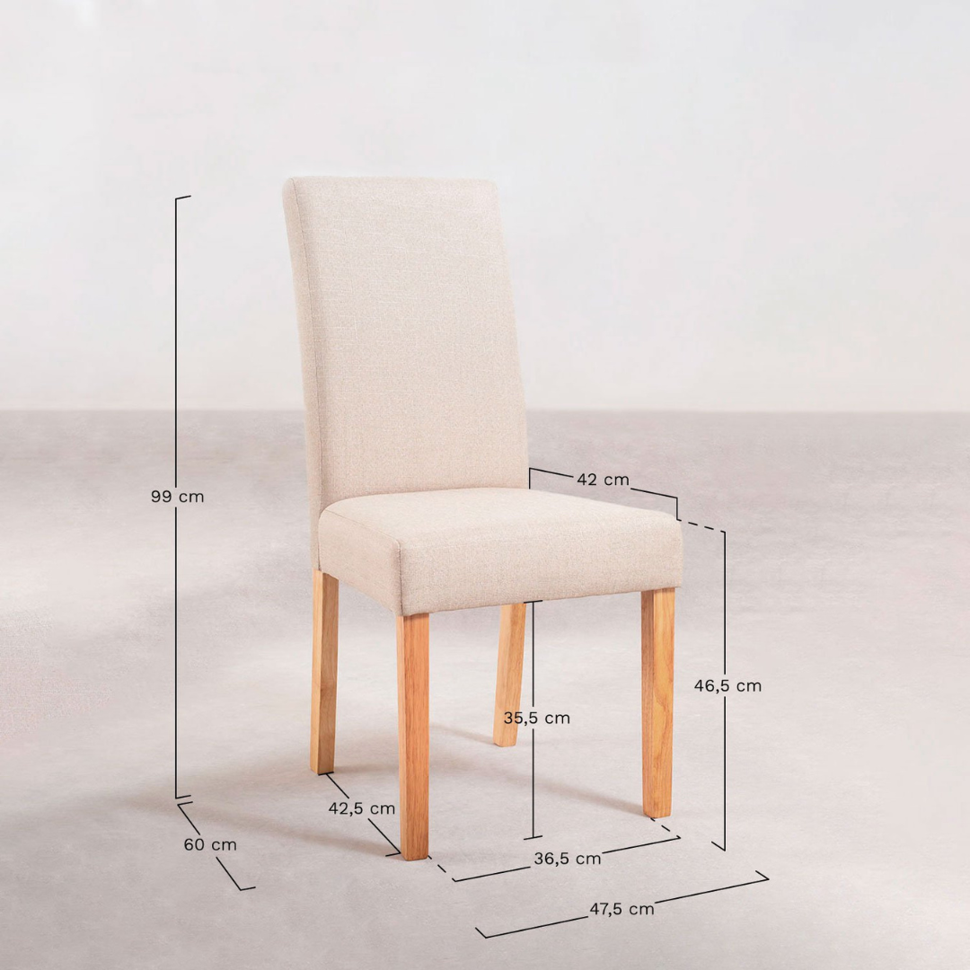 Pack of 2 Cindy Fabric Dining Chairs - Rubberwood Frame