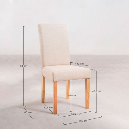 Pack of 2 Cindy Fabric Dining Chairs - Rubberwood Frame
