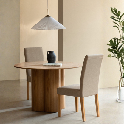 Pack of 2 Cindy Fabric Dining Chairs - Rubberwood Frame