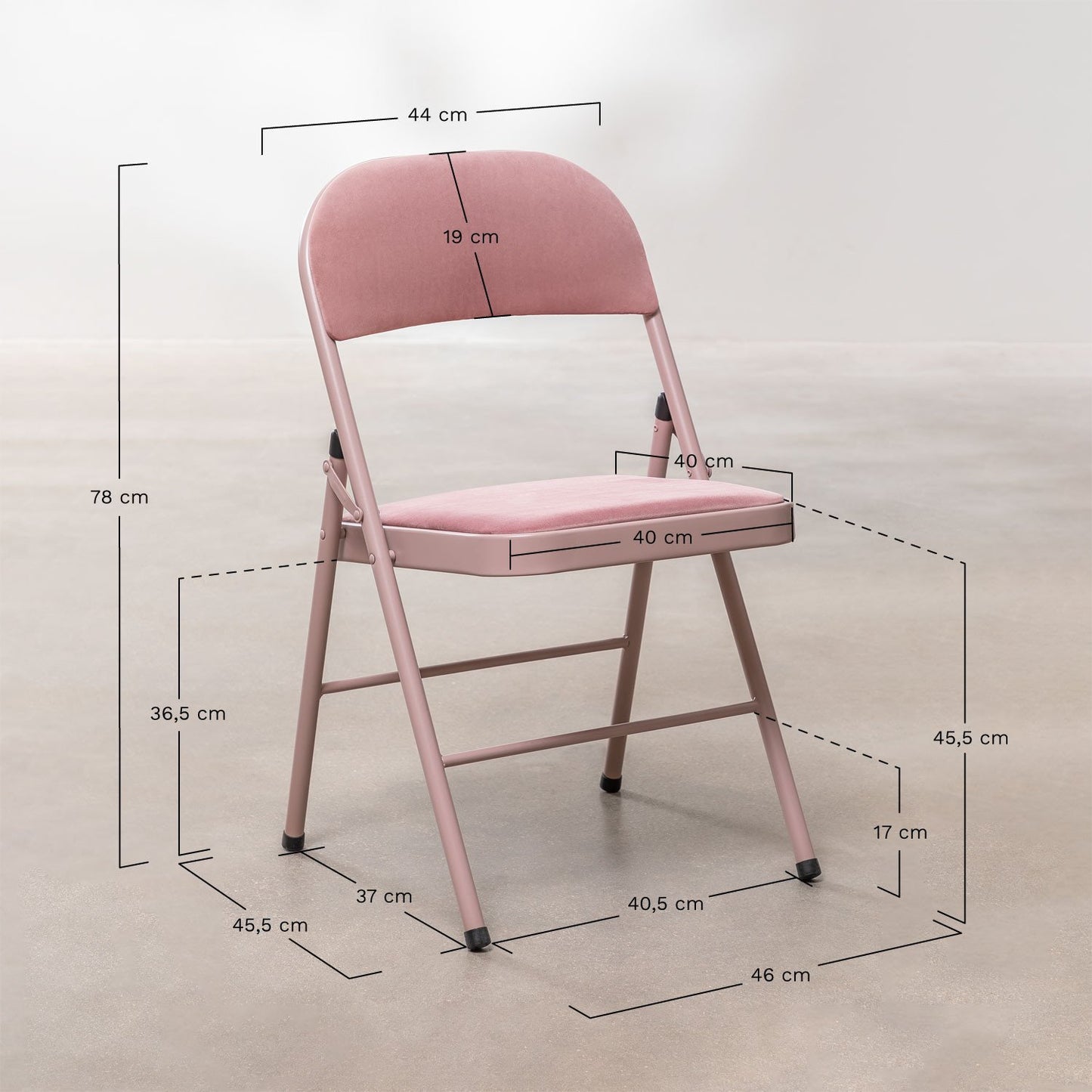Pack of 2 Keiren Velvet Folding Chairs - Steel Frame