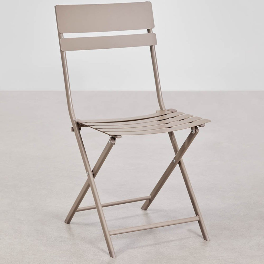 Pack of 2 Tamarit Folding Steel Garden Chairs - Olive Green