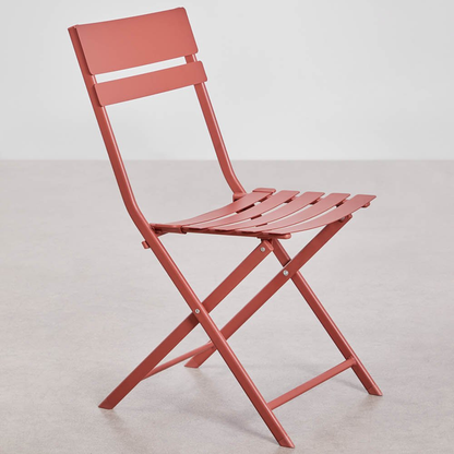 Pack of 2 Tamarit Folding Steel Garden Chairs - Olive Green