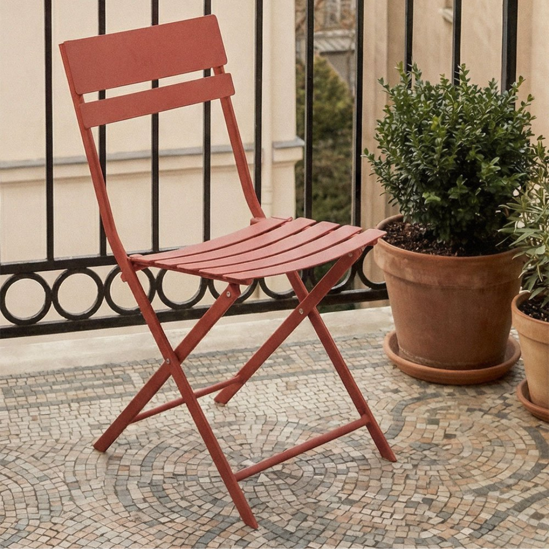 Pack of 2 Tamarit Folding Steel Garden Chairs - Olive Green