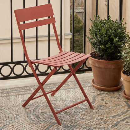 Pack of 2 Tamarit Folding Steel Garden Chairs - Olive Green