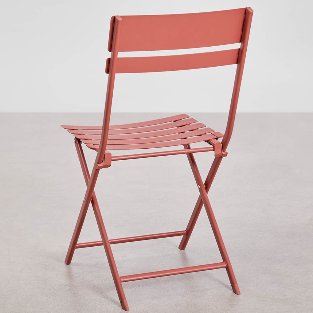 Pack of 2 Tamarit Folding Steel Garden Chairs - Olive Green