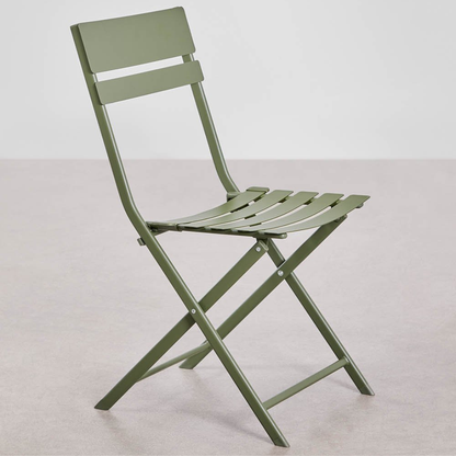 Pack of 2 Tamarit Folding Steel Garden Chairs - Olive Green