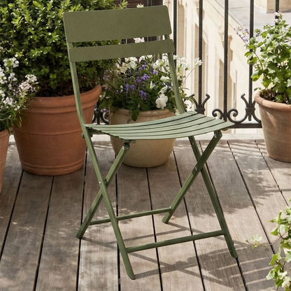 Pack of 2 Tamarit Folding Steel Garden Chairs - Olive Green